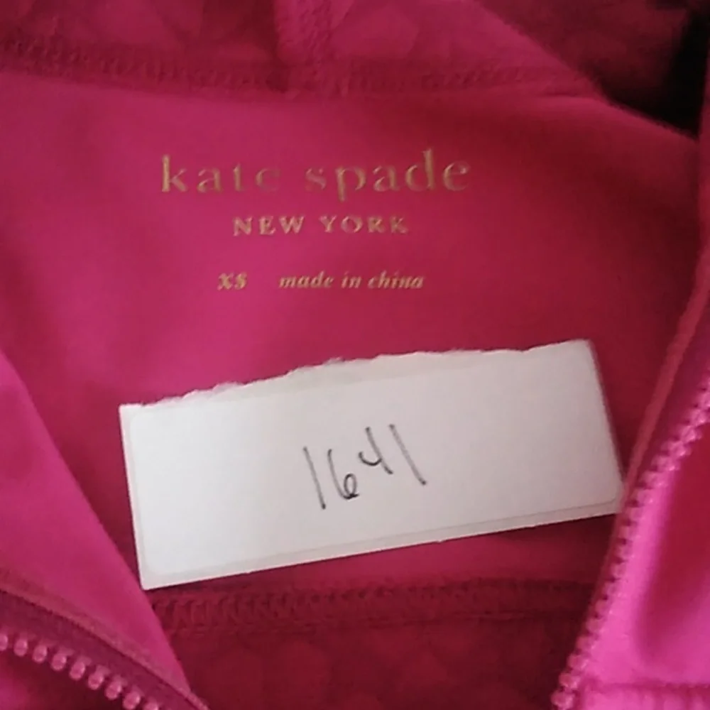 Kate Spade Half Zip Pullover Hoodie size XS Tonal Spade Floral Print Pink